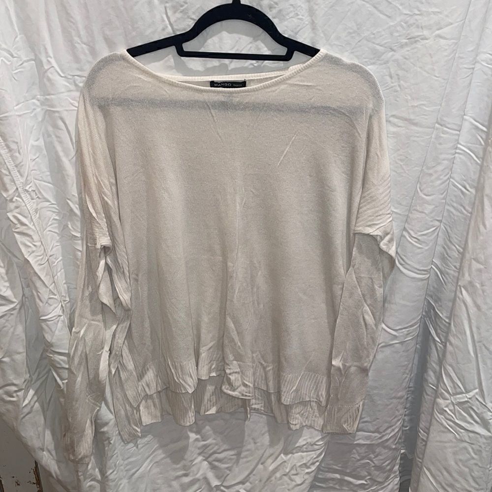 MANGO oversized long sleeve top size S cream